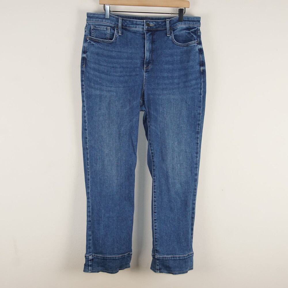 NYDJ Bailey Relaxed Ankle Straight Leg Blue Rio Rapids Jeans Womens Sz 12
